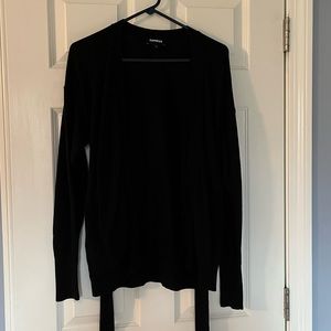 Express belt tie cardigan with pockets